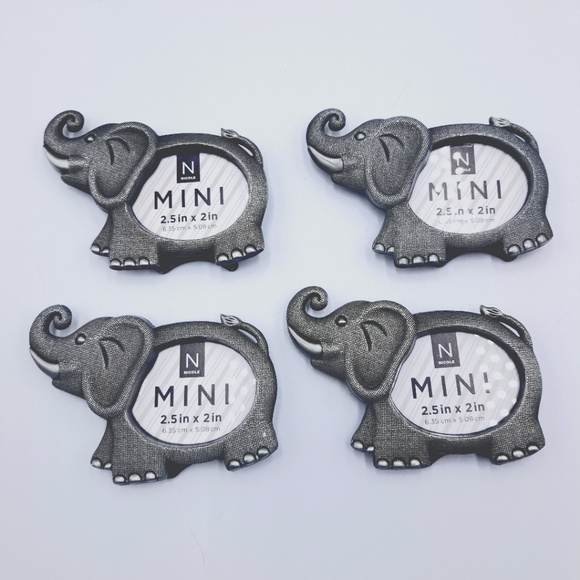 Nicole Other - Family Of 4 Metal Gray Elephant Mini Picture Frames 2.5in X 2in